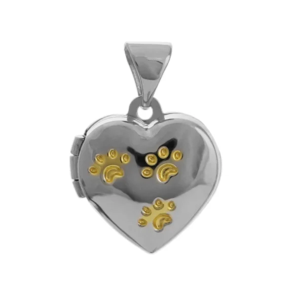 SPL31 - Sterling Silver Heart Shaped Locket with Pawprints