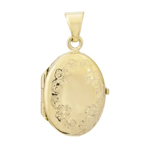 GPL9C - 9ct Yellow Gold 20mm Oval Patterned Locket