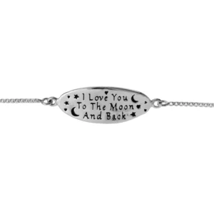 SJ176 - 7.5" Sterling Silver "I Love You To The Moon And Back" Bracelet