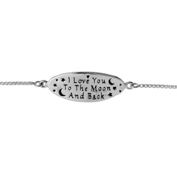 SJ176 - 7.5" Sterling Silver "I Love You To The Moon And Back" Bracelet