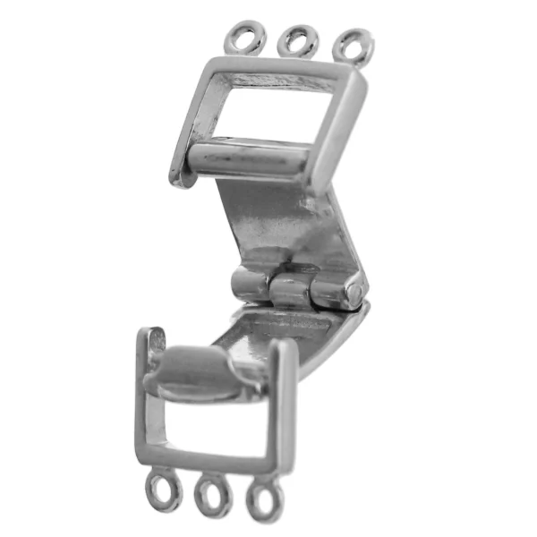 SM023/TR - Sterling Silver 16mm Box Latch Clasp with 3 Jump Rings - Sold Individually