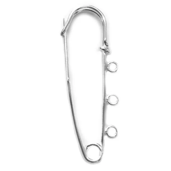 SM149 - Sterling Silver Large Kilt Safety Pin Fitting with 3 Jump Rings - Sold Individually