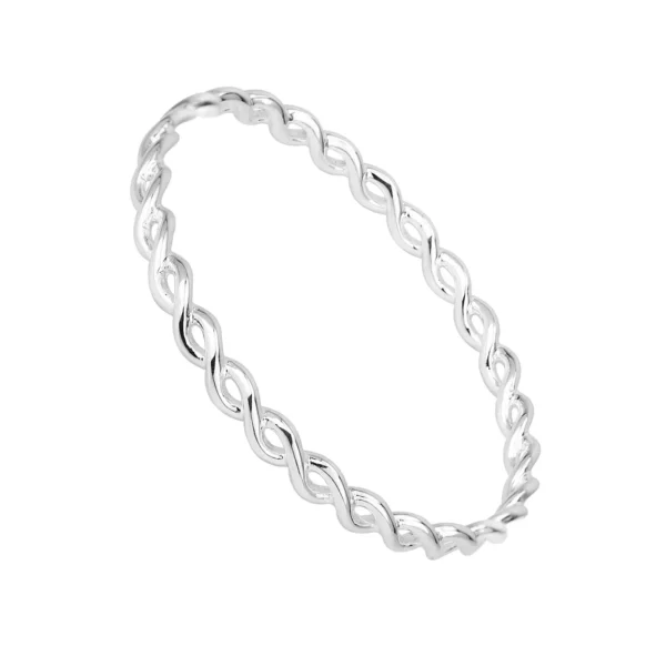 S4164 - Sterling Silver 4.9mm Twisted Stacker Bangle – Various Sizes