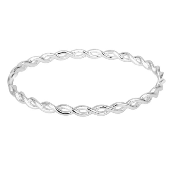 S4164 - Sterling Silver 4.9mm Twisted Stacker Bangle – Various Sizes