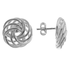 SE559 - Sterling Silver 15mm Knot Stud Earrings